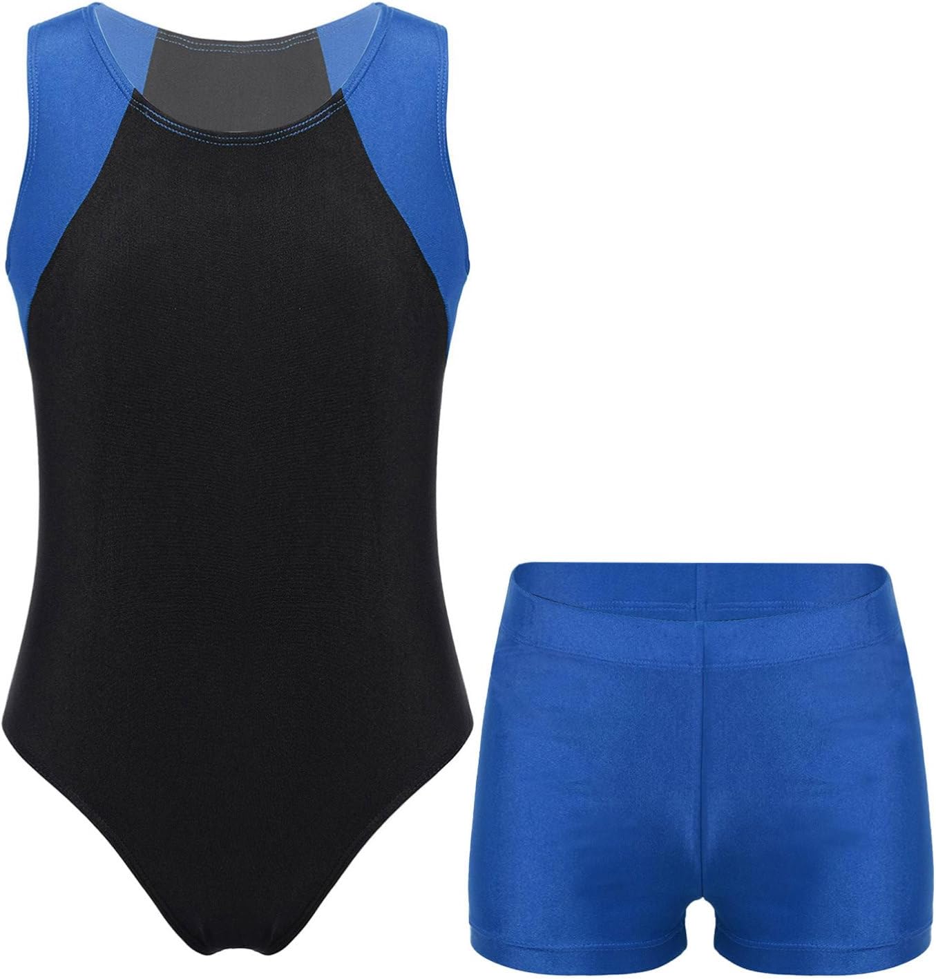 dPoisBoys Sleeveless Gymnastic Leotard Unitard Top with Shorts Athletic Running Cycling Outfit