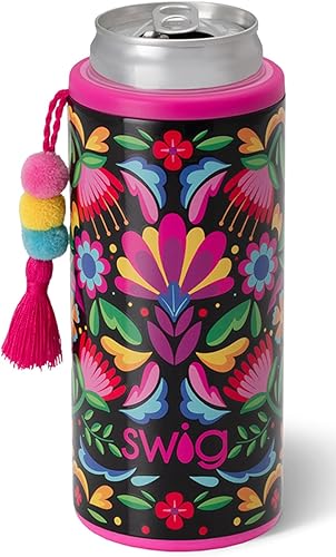 Swig Life - Enfriador de latas delgadas, porta latas delgadas aisladas de 12 oz, enfriador de acero inoxidable, cubiertas para botellas de cerveza