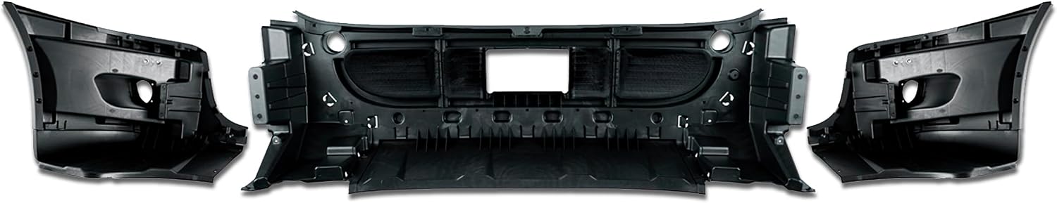 KOZAK Compatible with Freightliner Cascadia 2008-2017 Complete Plastic Bumper - With Fog Light Hole, Includes Logo, 2x 22" Wipers, License Plate Frame, and Reflective Vest