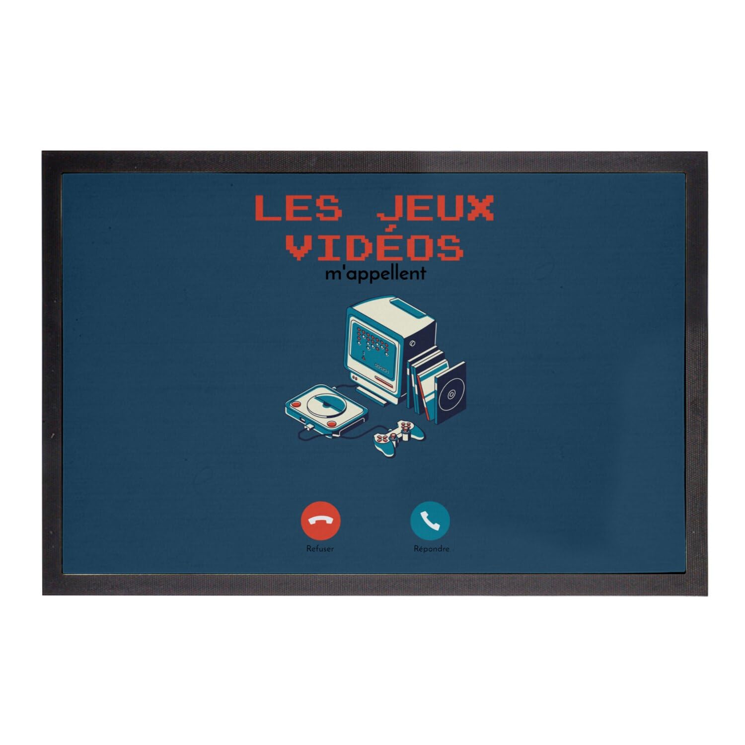 Paillasson Bleu Les Jeux Vidéos m'appellent Rétro 90s - 75x50cm