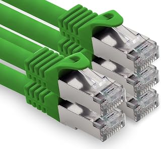 freiwerk Cable de red Ethernet Lan S-FTP LSZH PIMF 10 GB s RJ45 macho Cat6a, 0,5 m, color verde