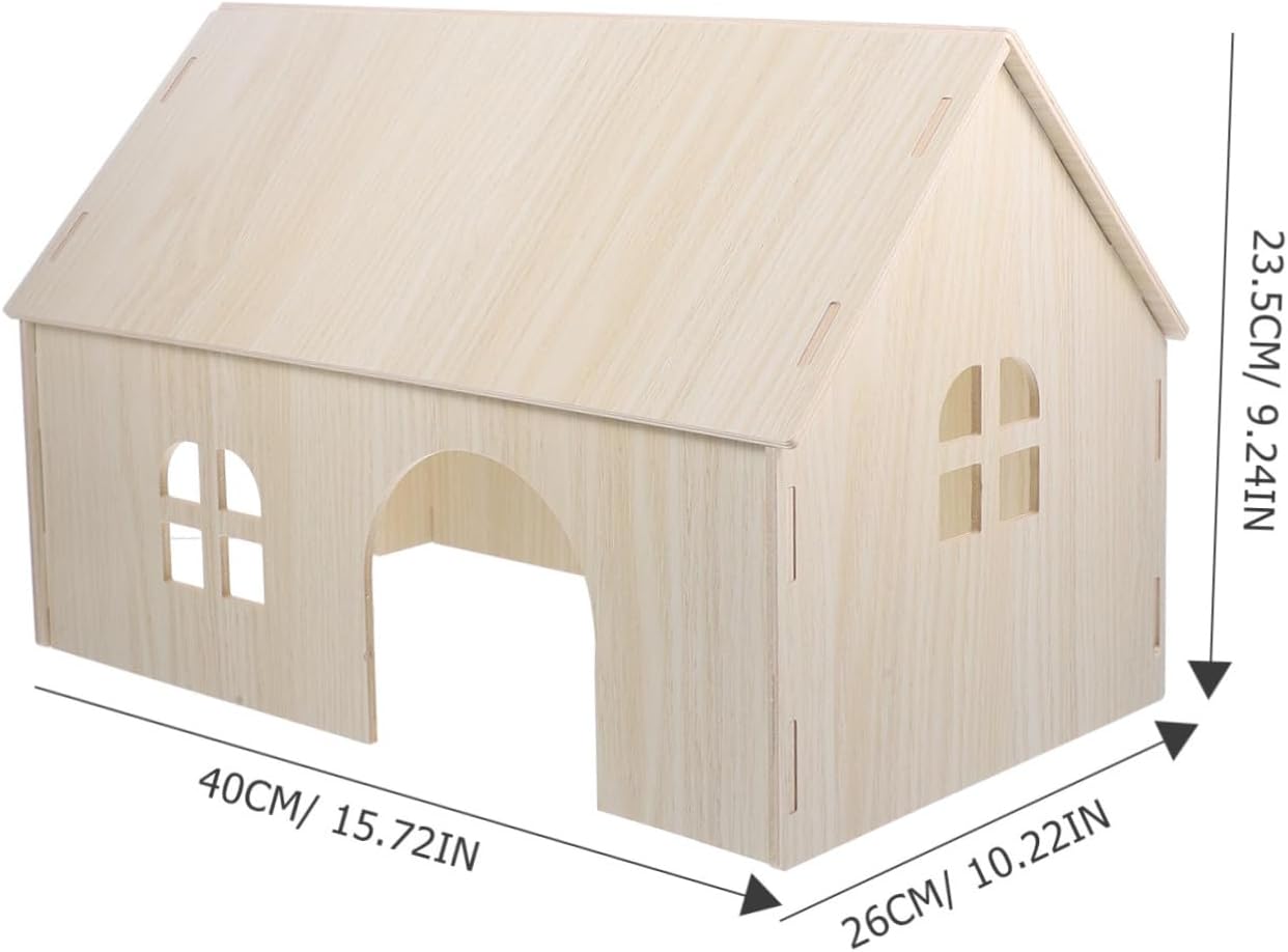 Yardwe Guinea Pig Hideout House Large Wooden Hut for Small Animals for Hamsters Squirrels Hedgehogs and More Safe Multi-use Design for Sleeping and Playing