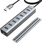 atolla USB hub 3.0, 3.3Ft Aluminum 7-Port USB hub, USB Splitter with 5V 3A Type-C Port, Suitable for PC, Laptop, MacBook Pro, etc.