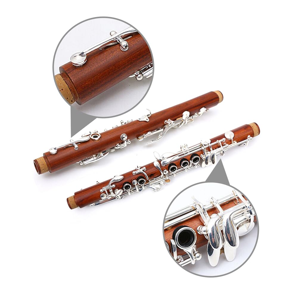 Yinfente Clarinetto in palissandro Eb clarinetto per studenti principianti con 2 barili, custodia rigida, kit di pulizia, bocchino, grasso per sughero, guanti, ance per clarinetto professionale e