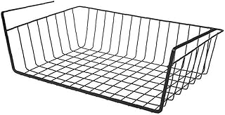 Sous étagère panier superposable Panier suspendu pendaison panier de stockage de fil en métal pour la cuisine Garde-manger Bureau Bibliothèque Noir 1pc