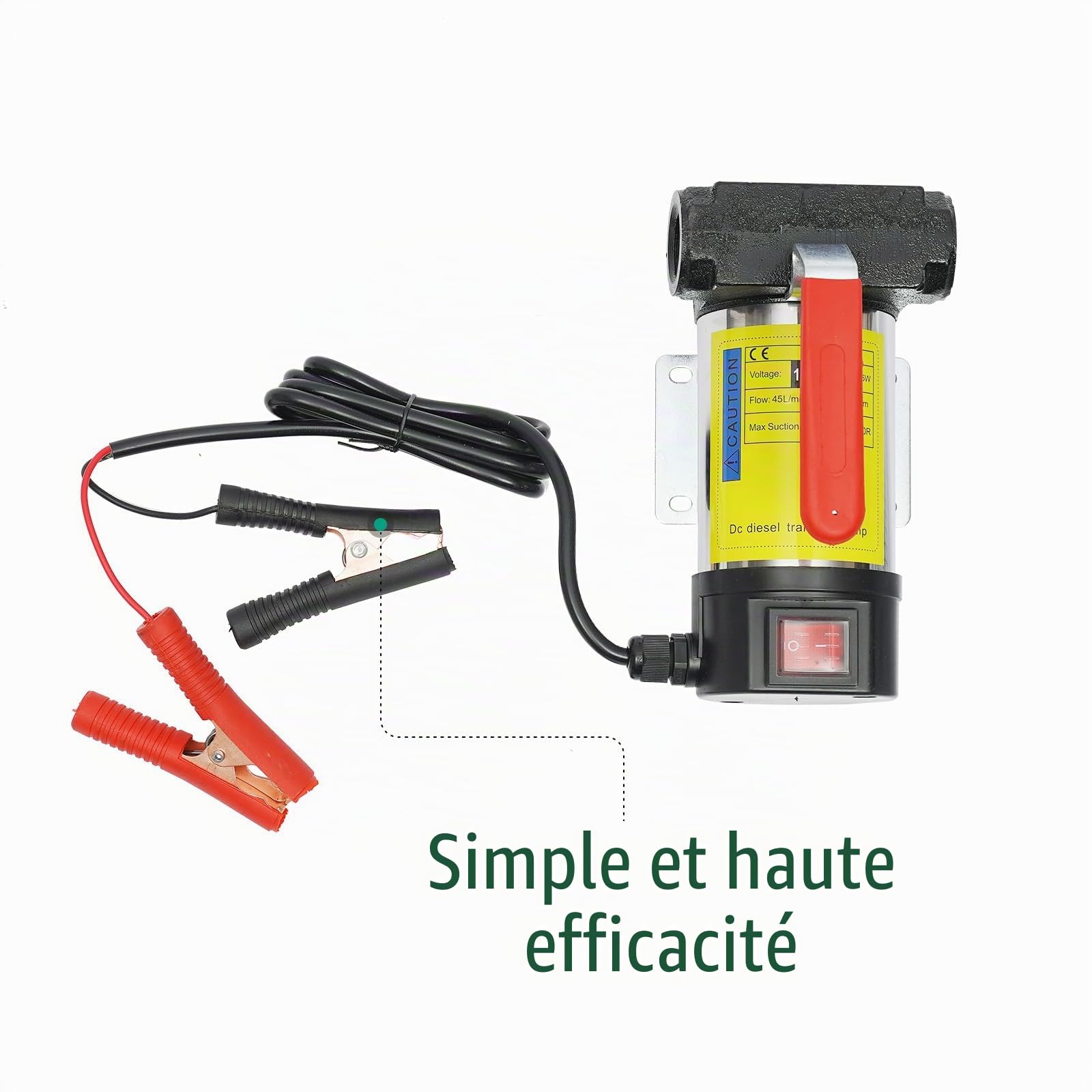 Pompe à biodiesel, pompe gasoil, pompe à mazout, pompe à carburant auto-amorçante, pompe de transfert portable, pompe de transfert automatique à pistolet, 50/45L/min. (A:12V50L/min)
