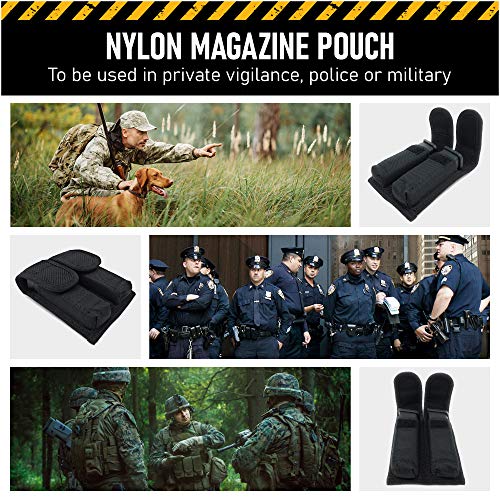Nylon Double Mag Pouch Holster By Houston | Compatible With Double And Single Stack Magazines .380, 9Mm & 40 Cal For S&W M&P Sig Sauer Ruger Glock Walther Hk Clips | Quick Draw | Resistant Comfortable #TOP3