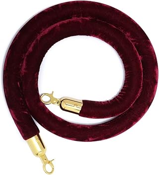 3/5/10Ft Apricot Velvet Stanchion Rope, Grey Crowd Control Barriers for Stanchion Posts Queue Pole, Rope Safety Barrier