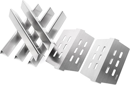 QuliMetal SUS304 Barras aromatizantes y deflectores de calor de 17.5 pulgadas para parrillas Weber Genesis serie 300 con perillas de control