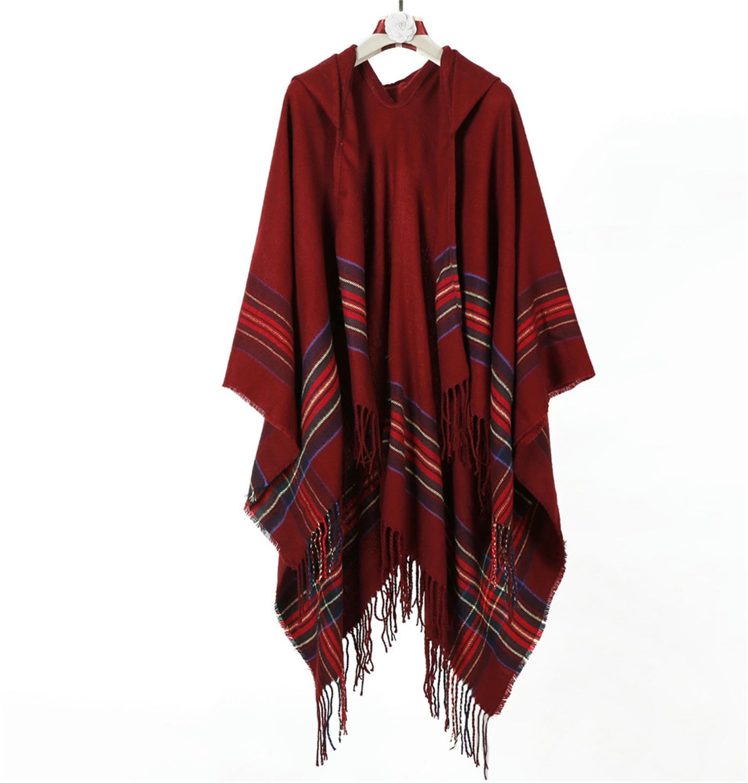 Poncho Damen Nationaler Cape Shgl -frauenkap Mit Kapuzenhaube Dicker Warmer Reisschal Mit Kapuze Cape Coat-jujube