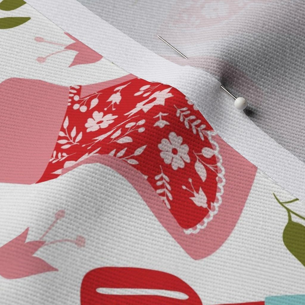 Spoonflower Fabric - Retro Cottage Kitchen Vintage Baking Printed on Denim Fabric Fat Quarter - Bottomweight Apparel Home Decor Upholstery