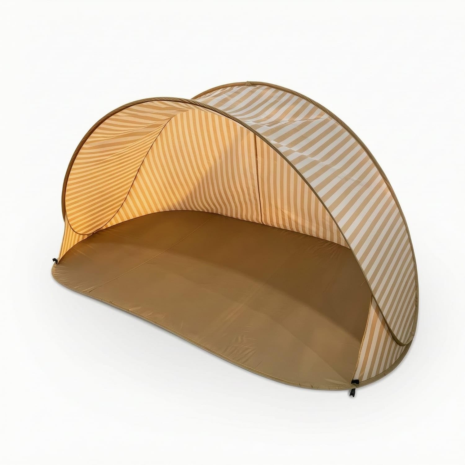 Easy to Carry Foldable Beach Shelter Lightweight Beach Shelter with Floor Panel Mesh Portable Sun Tent Compact for Families, Camping, Coffee Stripe, Moon Tent-image-26