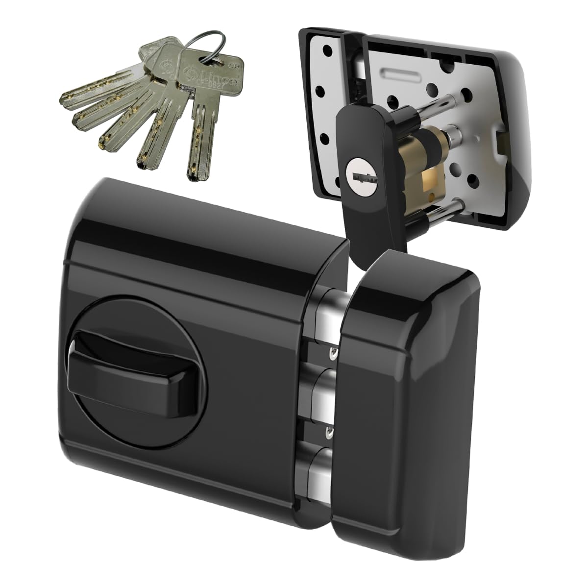 Lince Zusatzschloss 4930MET für Aluminium- und PVC-Türen – Europrofil-Zylinder mit 5 Schlüsseln, Anti-Bumping, Reversibel, Schnellverschluss, Hohe Sicherheit