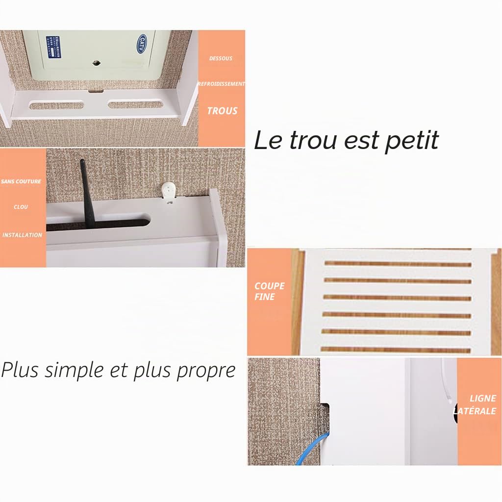 Storage Boxes Boîte de Rangement de routeur sans Fil sans poinçon Rack WiFi Rack Mural décoratif boîte Rack créatif Blanc décoratif Flottant Rack
