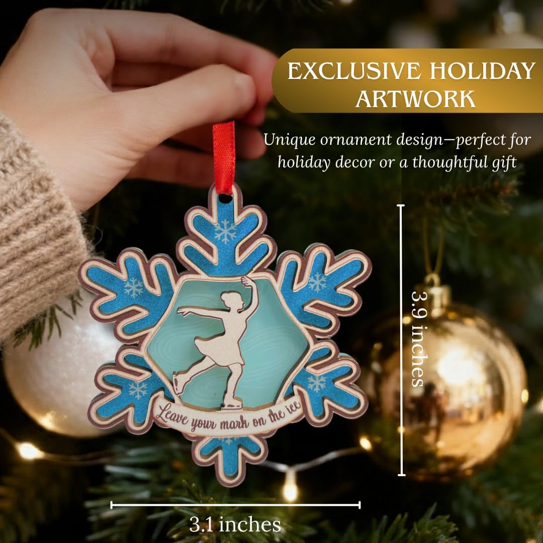 Ice Skating Ornament, Ice Skate Ornaments for Christmas Tree, Sparkles Ice Skating Keepsake Gifts for Mom, Grandma, Women, Girls, Sisters, Hanging Ornament Xmas Tree Decor image 3
