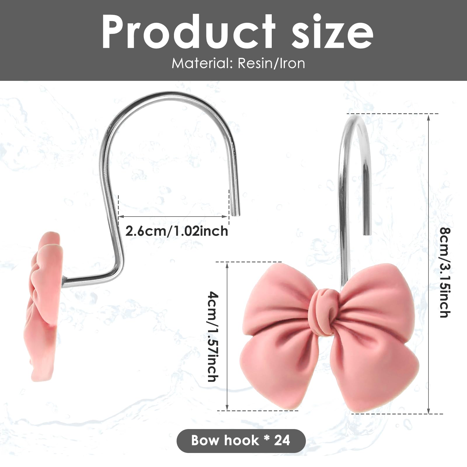 ZJRDYYK 24PCS Bow Knot Decorative Shower Curtain Hooks, Shower Curtain Hangers Hooks for Bathroom Baby Room Nursery Art Decors