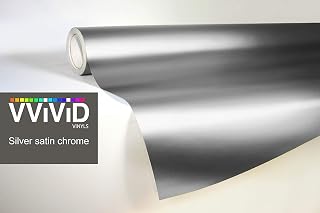 VViViD Silver Satin Chrome Car Wrap 1/2ft x 5ft Stretch Conform Cast Vinyl 3Mil-VViViD8
