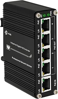 Mini Industrial Gigabit PoE Extender - 30W 10/100/1000Mbps One Input Four Output PoE Repeater, Din Rail & Wall Mount PoE Booster Compliant with IEEE 802.3at/af -40℃~+75℃