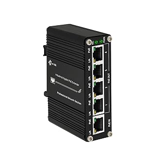 Mini Industrial Gigabit PoE Extender - 30W 10/100/1000Mbps One Input Four Output PoE Repeater, Din Rail & Wall Mount PoE Booster Compliant with IEEE 802.3at/af -40?~+75?