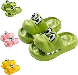 ZNEL Men's and Women's Cartoon Crocodile Slides EVA Sandals Cloud Slippers with Thick Sole Anti-Slip Spa Bath Beach Pool Shower Shoes for Summer(8-8.5(250mm), Green)