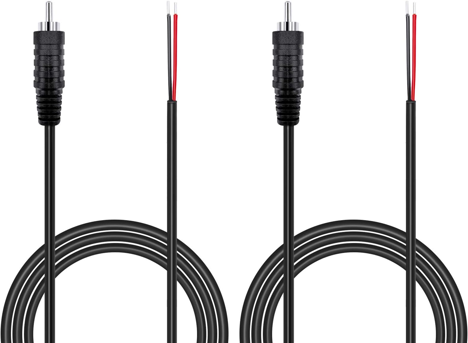 Pixelman(18AWG 1.7ft Heavy Gauge Speaker Wire RCA Adapter Plug to Bare Wire,RCA Connector Speaker Audio Cable for TV Amplifier Receiver,Speakers Stereo Cable Cord to Adapter Male-2 Pcs