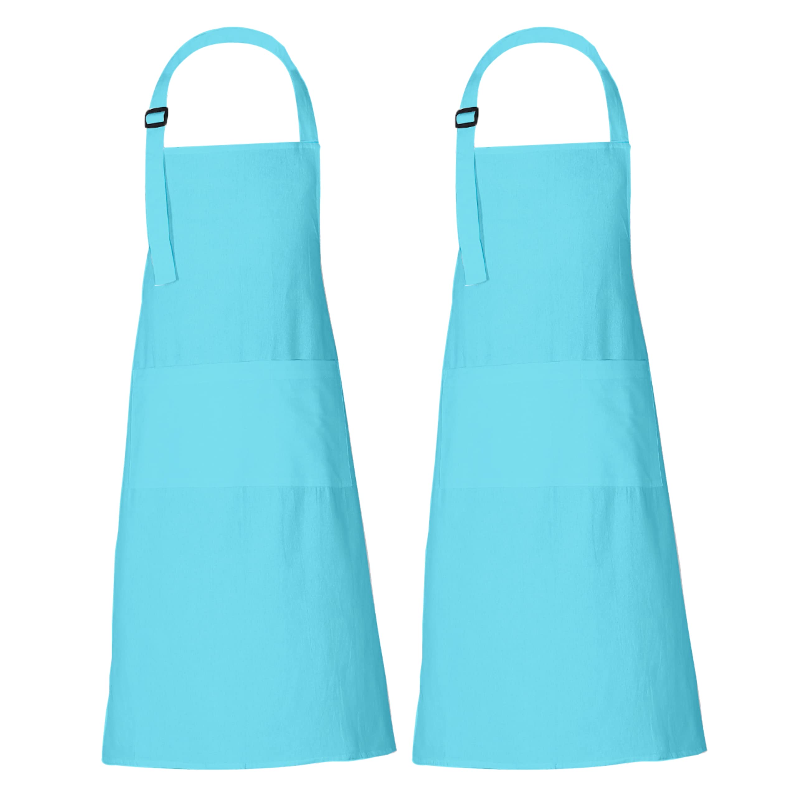 RAJRANG Aqua Apron Set of 2 – Cotton Full-Length Aprons with Pockets for Women and Men for Kitchen, BBQ, Painting, Cleaning and gardening, 88 x 68 cm