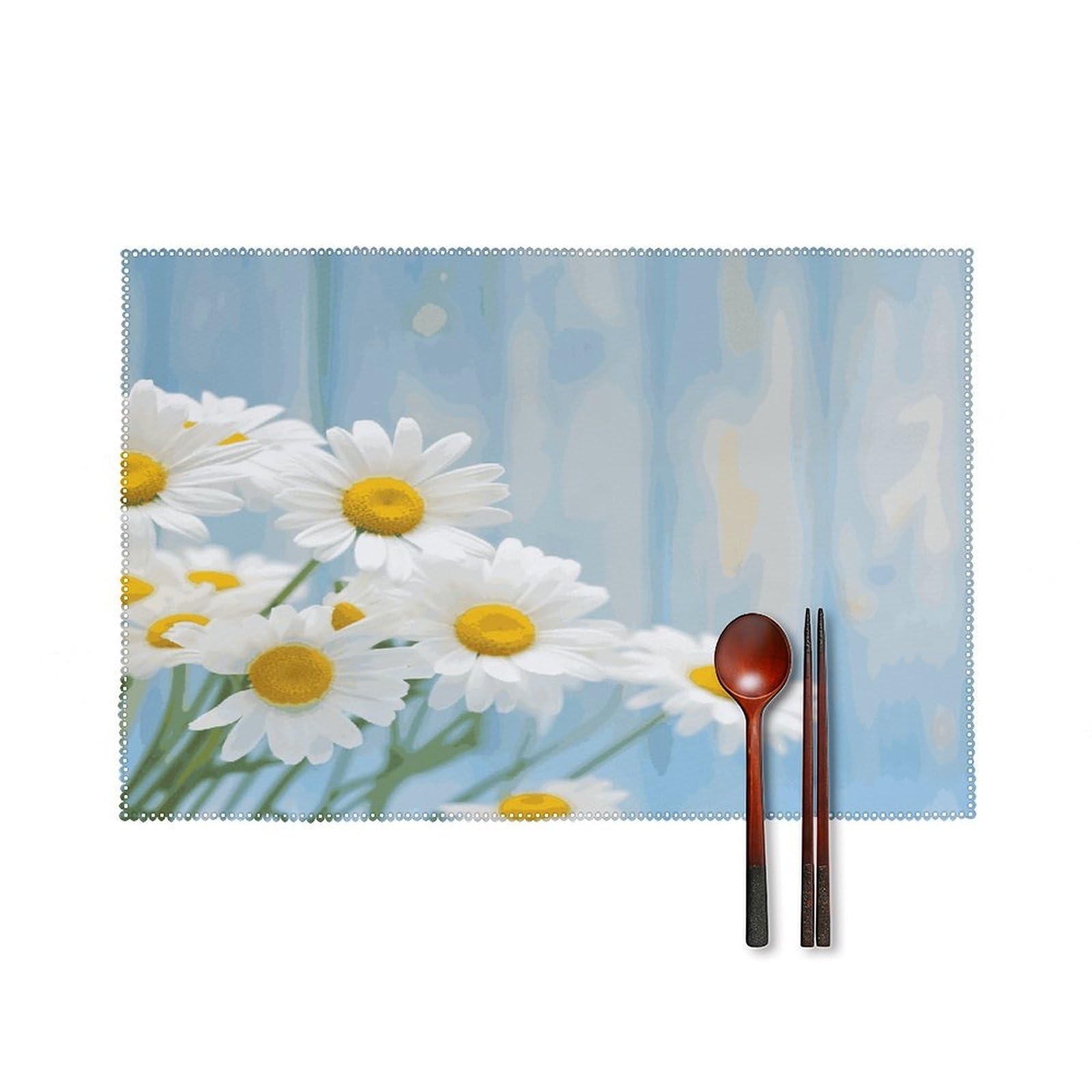 Fodpand Style Elegant Spring Daisy Flowers Placemats Set Of 4 Place Mats Table Mats