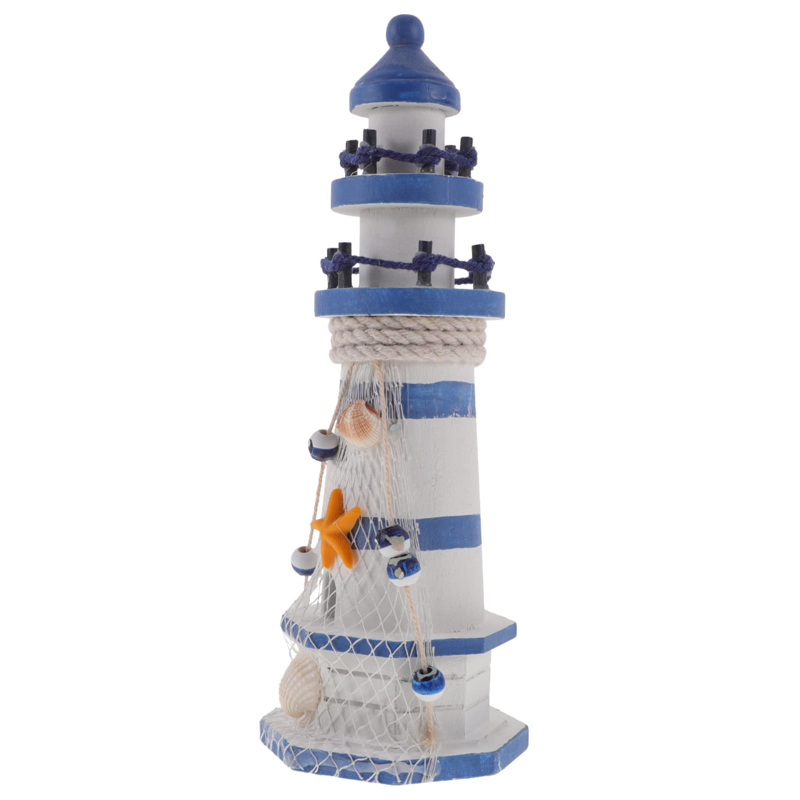 NUOBESTY Wooden Lighthouse Statue Nautical Lighthouse Model for Home Office Tabletop Mediterranean Decor