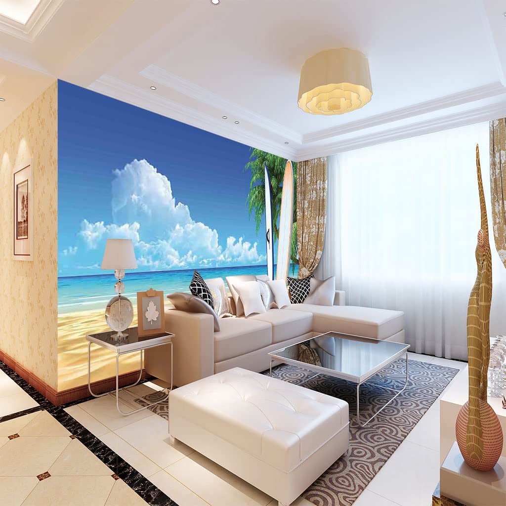 Papier peint panoramique 3d mer bleue 250 x 175cm intissé mural pour grand salon
