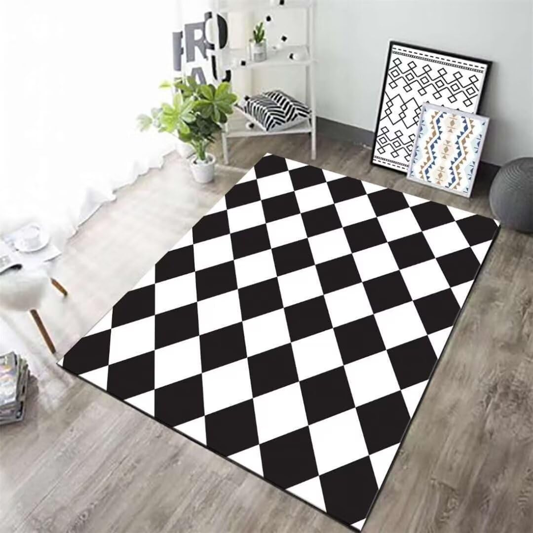 Alfombra moderna para dormitorio de niños lavable y suave con cuadros