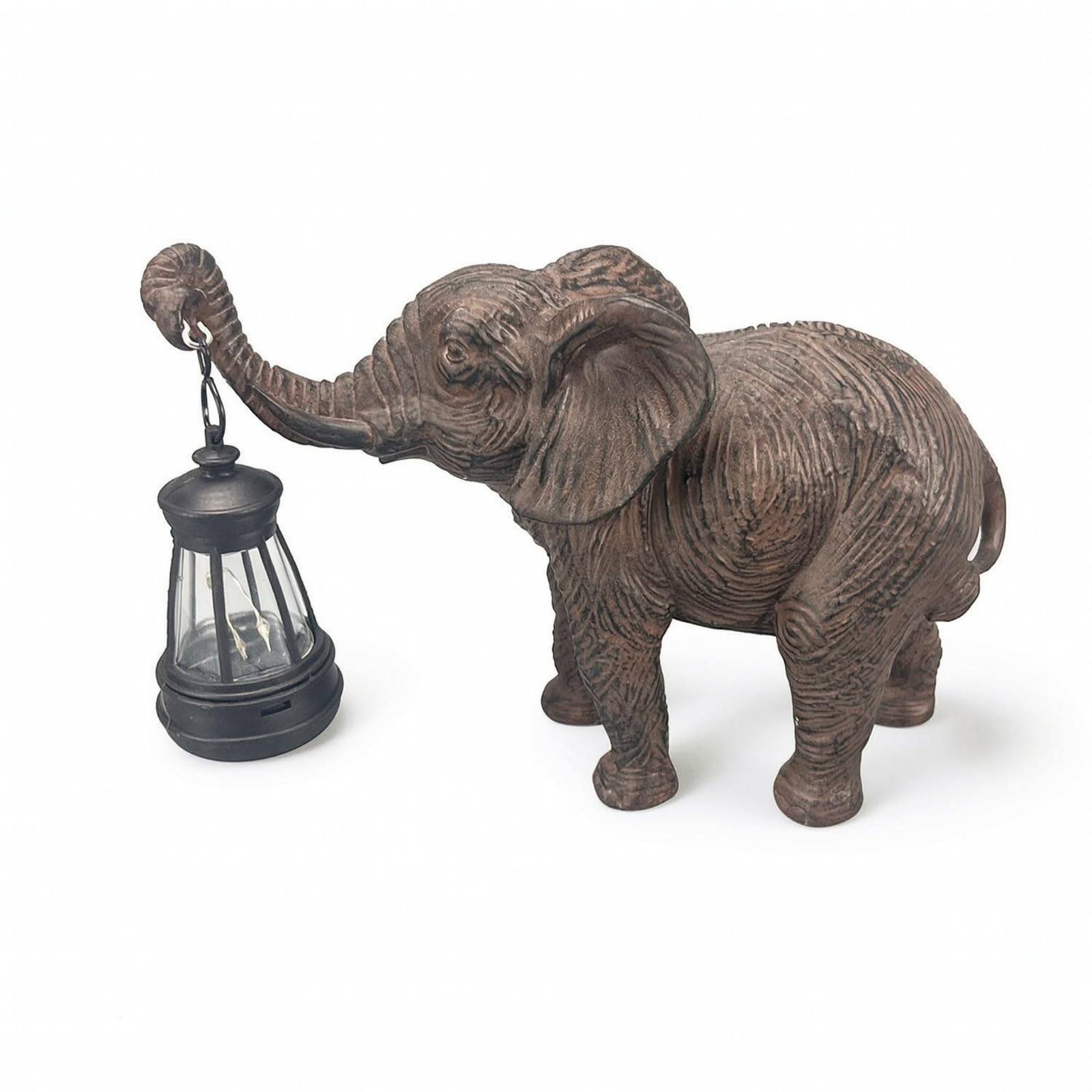 Baoblaze Figura con Lampada Solare in Resina Lavorati E Colore Rame Antico per Decorazione Giardino Illuminazione Esterna Sentiero Cortile Regalo per Collezionisti