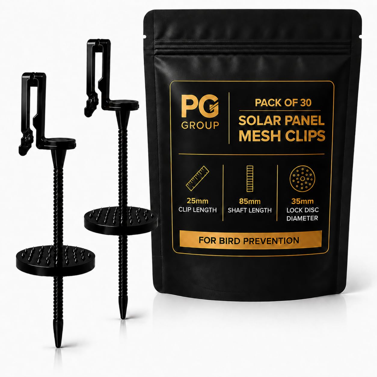 PG Solar Panel Roof Mesh Fixing Clips - No Drill Installation of Bird Proofing Mesh to Stop Pigeon Bird Access (Nylon, Pack of 30)