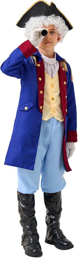 Disfraz George Washington para niños estilo colonial miniatura 4