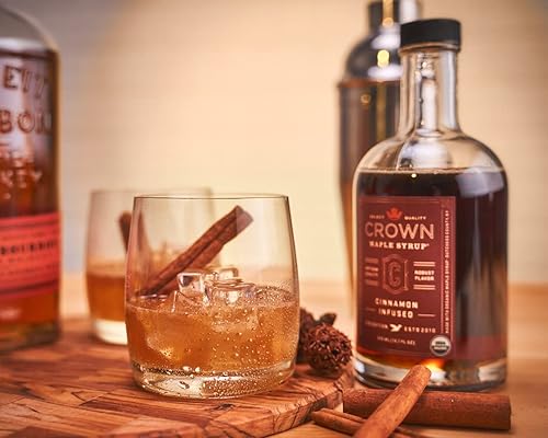 Miniatura 6 de Crown Maple Jarabe de arce con infusión de canela, 25 onzas líquidas, panqueques, cócteles de sabor, bollos pegajosos, gofres, certificado orgánico