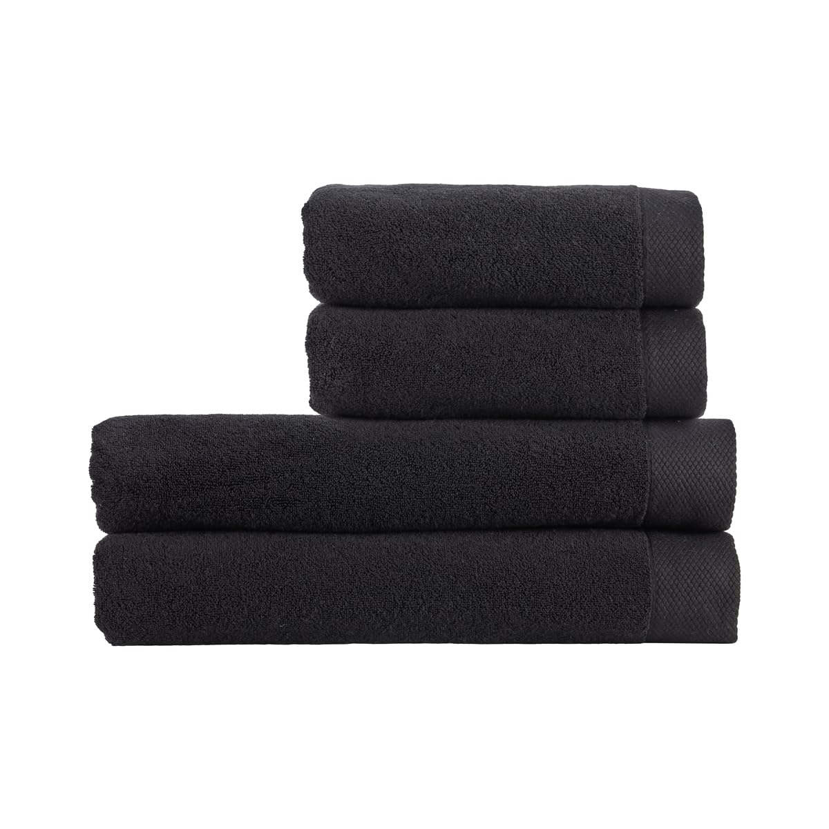 Christy Luxe 4 Piece Bath Sheet Set in Black 100% Turkish Cotton - Super Soft & Quick Dry - Machine Washable - 730GSM - 2 Bath Sheets 2 Hand Towels
