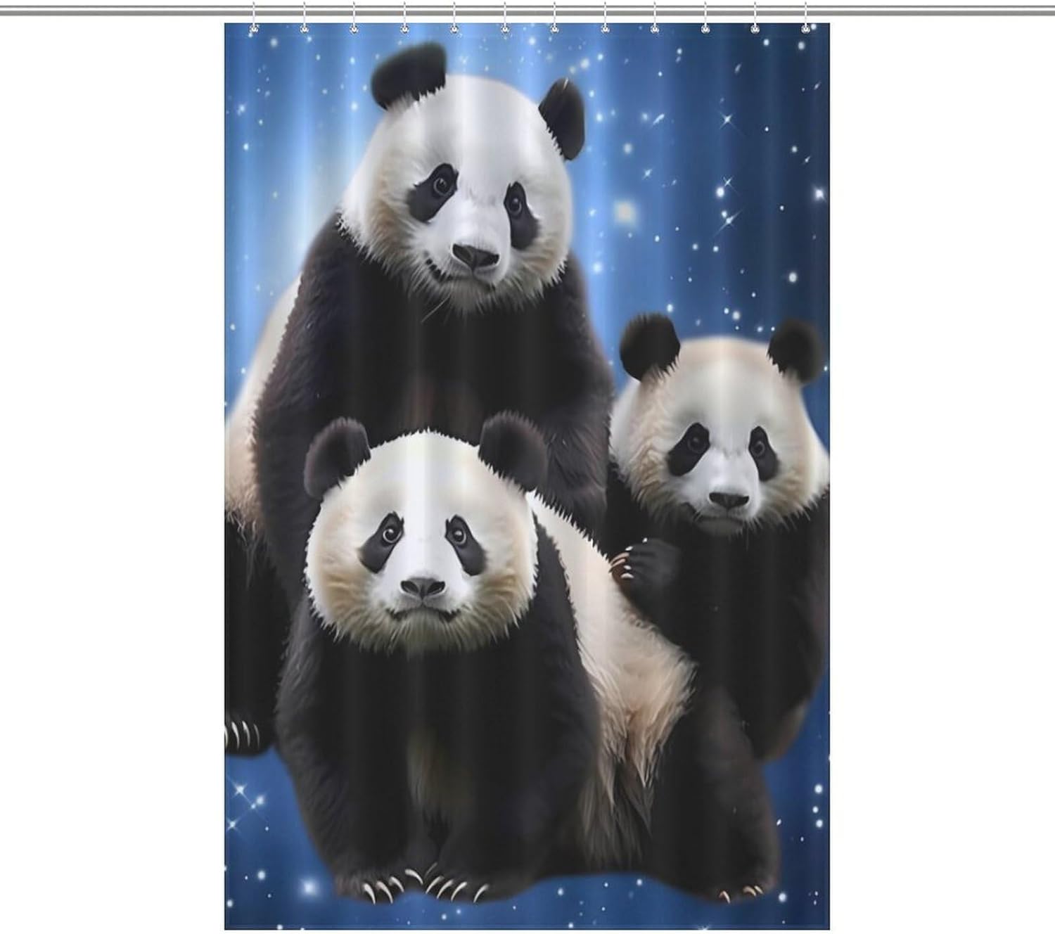Galaxy Space Panda Bear Funny Shower Curtains Washable Bath Curtain Liner with Hooks for Bathroom Bath Tubs