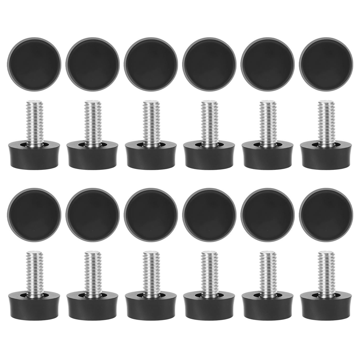 QWORK® Stopki poziomujące, poziomownice do mebli, śruba do mebli, stopka poziomująca, M6 x 10 mm, 24 szt