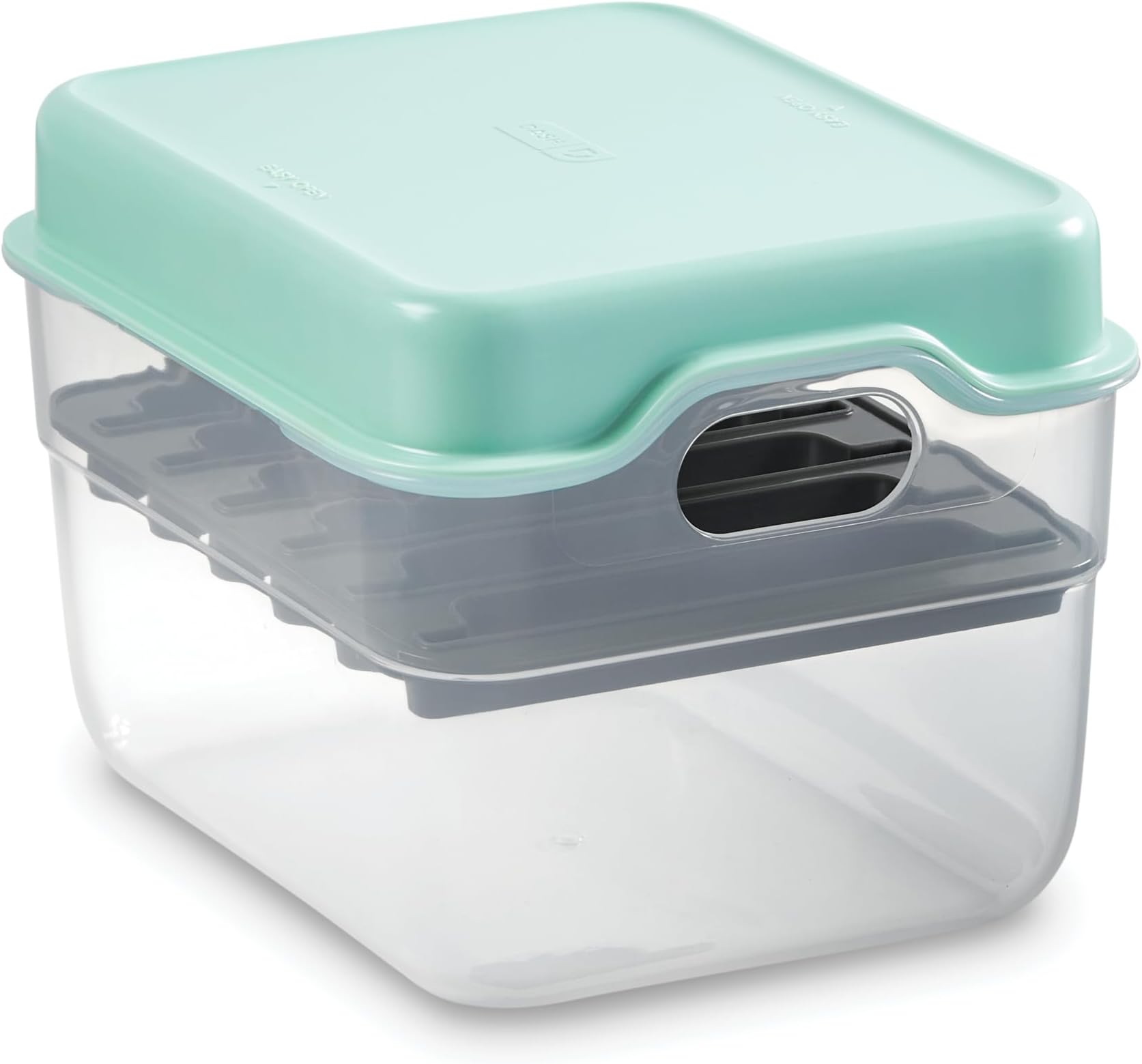 DASH MultiMaker Mini System Removable Plate Storage Case - Plate Organizer with Lid - Stackable Countertop or Cabinet Organizer Storage for Removable Plates - Aqua