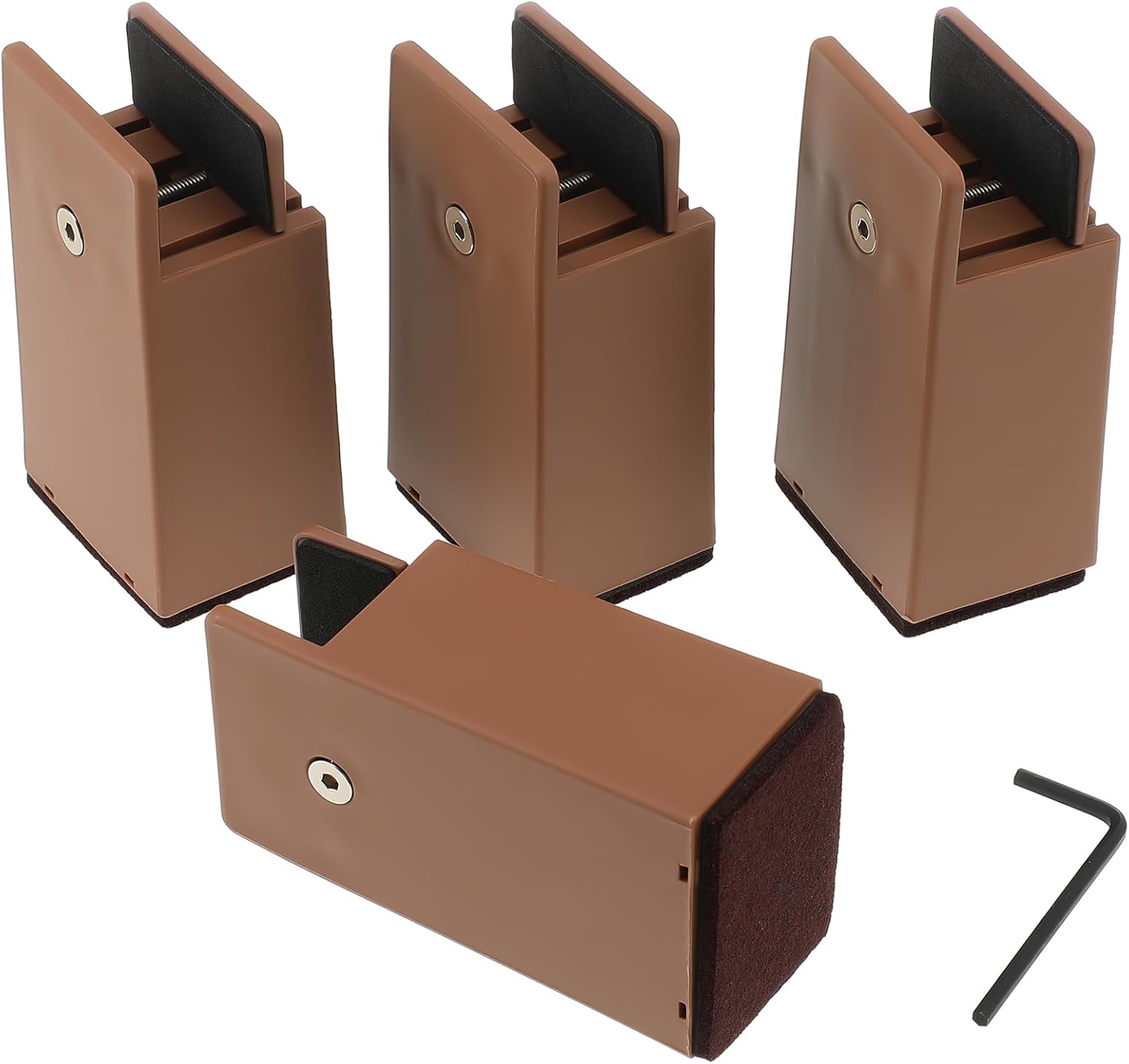 Bed Risers Furniture Legs with Screw Clamp 4Pcs Table Desk Chair Risers 4Inch Fit Table Sofa Desk Furniture Leg Stability and Height Increase in Home Office, Diameter from 0.8''–1.6''