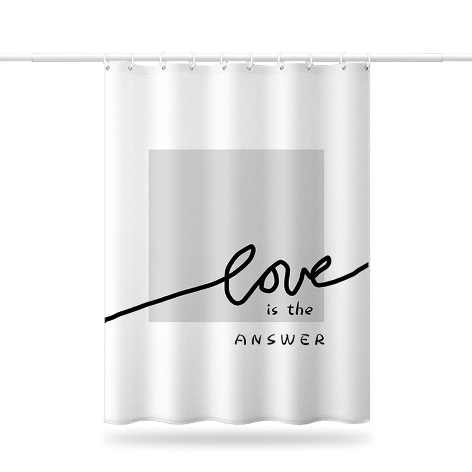 Gualiy Cortina de ducha impermeable resistente al moho, cortina de ventana de baño cuadrada Love is the answer Love is the answer Clawfoot cortina de ducha negro blanco gris cortinas de baño 180 x 180 cm