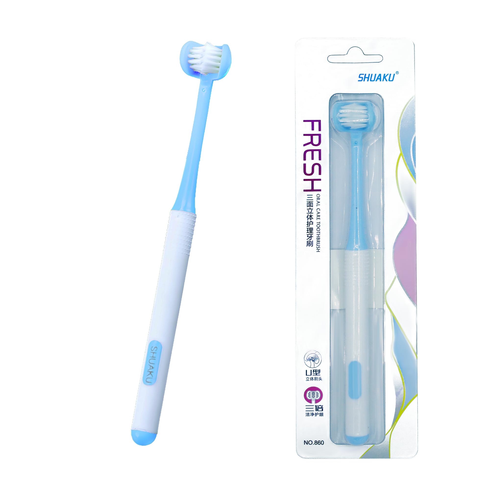 3 Sided Autism Toothbrush Three Bristles for Special Needs Adult Soft Bristles Soft and Gentle for Complete Tooth