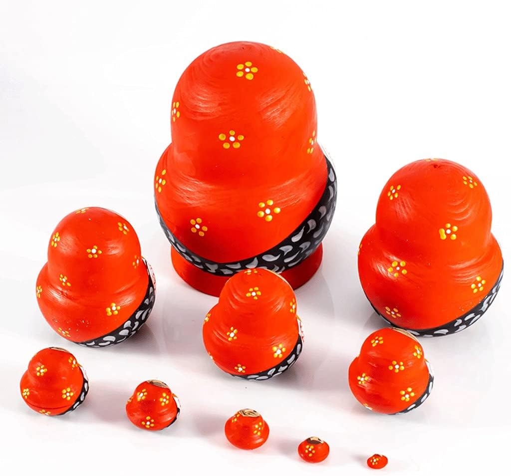 Nesting Dolls Russian Nesting Dolls 10-Layer Matryoshka Cute Puzzle Handmade Wooden Nesting Doll Toy Creative Home Decoration Birthday Present Best Wishes Gift (Color : Red)