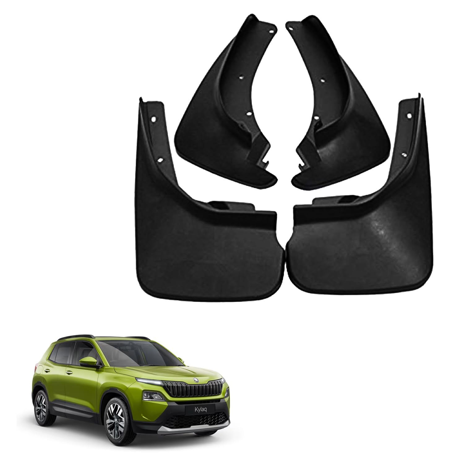 Autokaar O E Type Car Mud Flap Box Shape Splash Protection Guard Tyre Flap Complete Set of Front & Rear Tires for Skoda Kylaq
