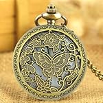 Seven-Square-Premium-Pocket-Watch-Butterfly-Antique-Key-Chain-Vintage-Bronze-Analog-Pocket-Watch-Stainless-Steel-Metal-Car-Bike-Home-Keychain-with-Key-Ring-Anti-Rust-Gift-for-Men-Women