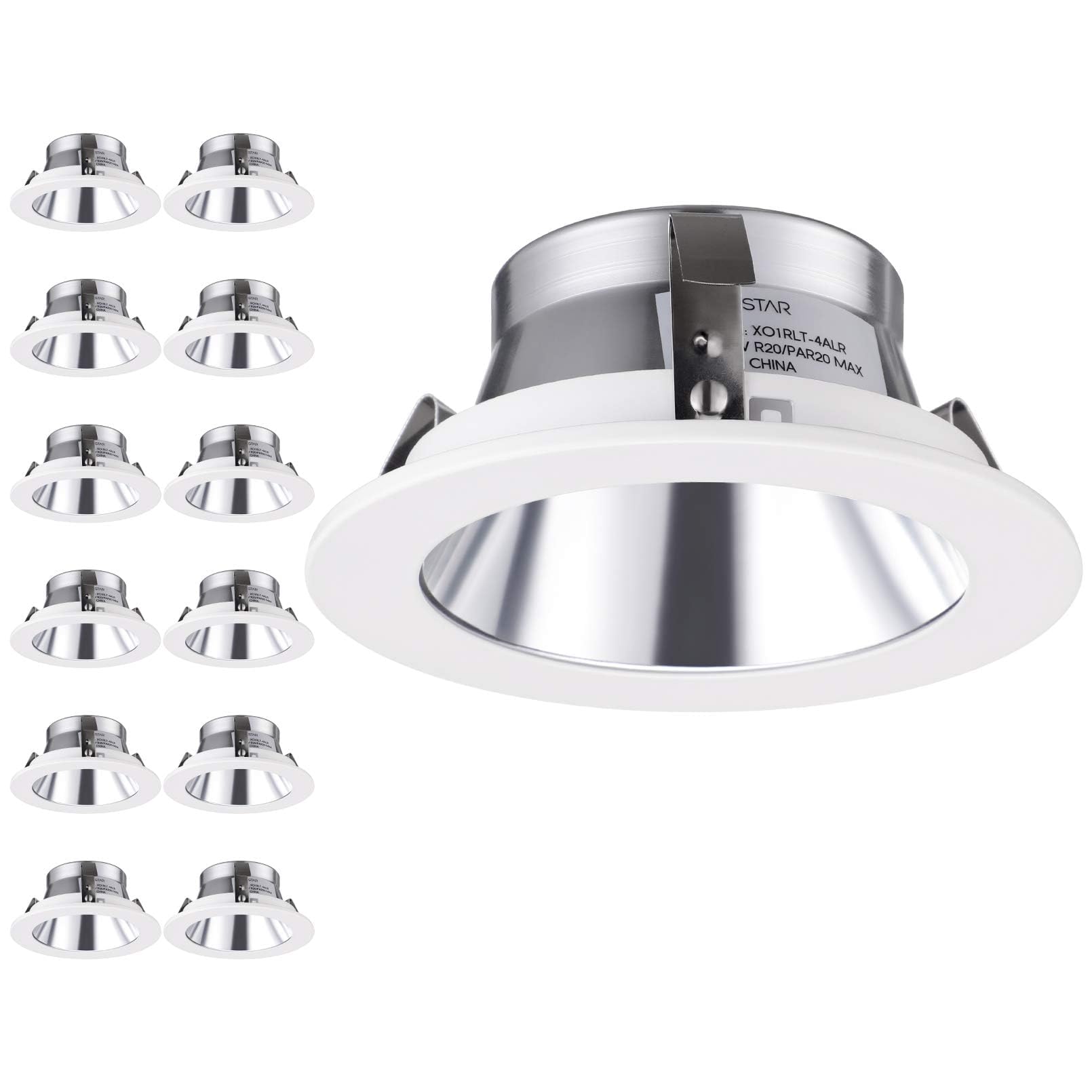 TORCHSTAR 12-Pack 4 Inch Recessed Light Trim, Aluminum Reflector