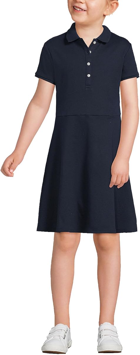 Lands' End School Uniform Girls Short Sleeve Interlock Polo Dress