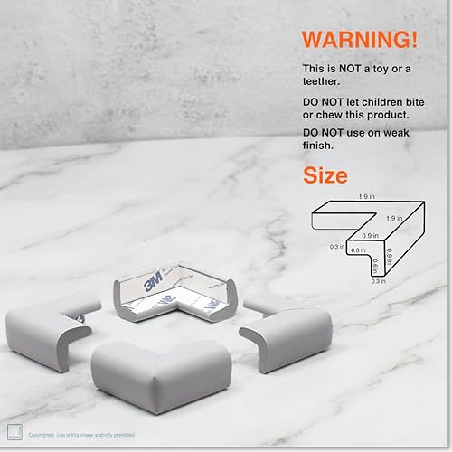 Miniatura 44 de Roving Cove "borde y Esquina Cojín de seguridad pre-taped esquinas; Premium childproofing Edge Corner Guardia – Niño seguridad seguridad en el hogar