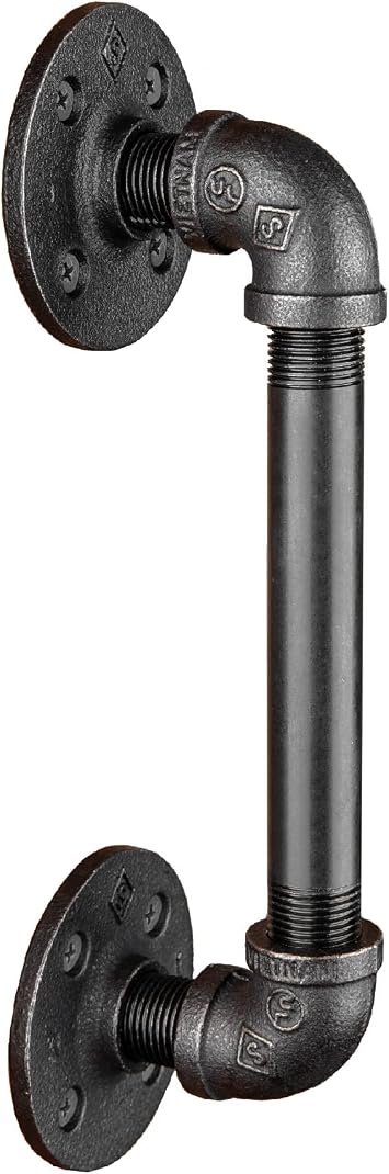 PIPE DECOR 1/2 in. x 6 in. Matte Black Pipe Sliding Barn Door Handle, Industrial Steel Pipe, Rustic Vintage Handle Bar, Exterior Barn Door Hardware