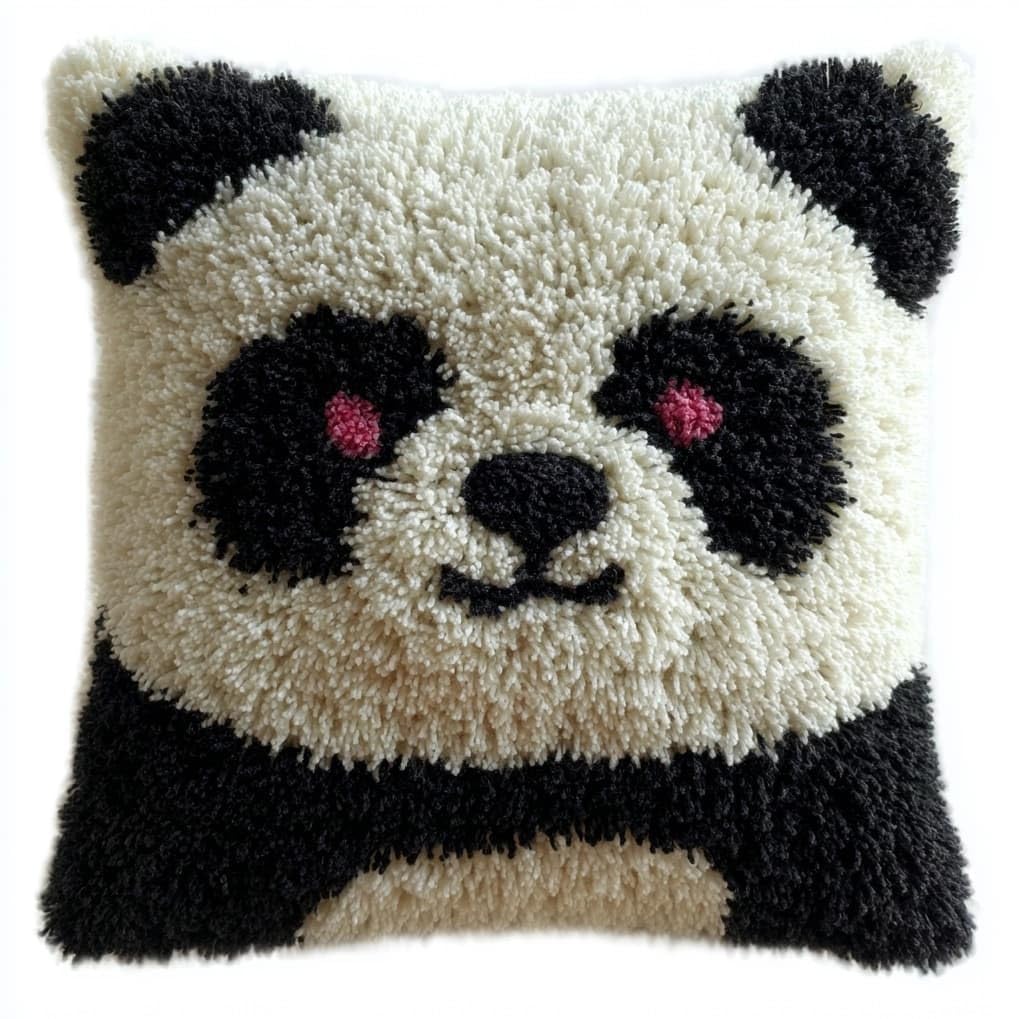 AxiangziK Beginners DIY Crochet Pillow Kit,Cute Panda