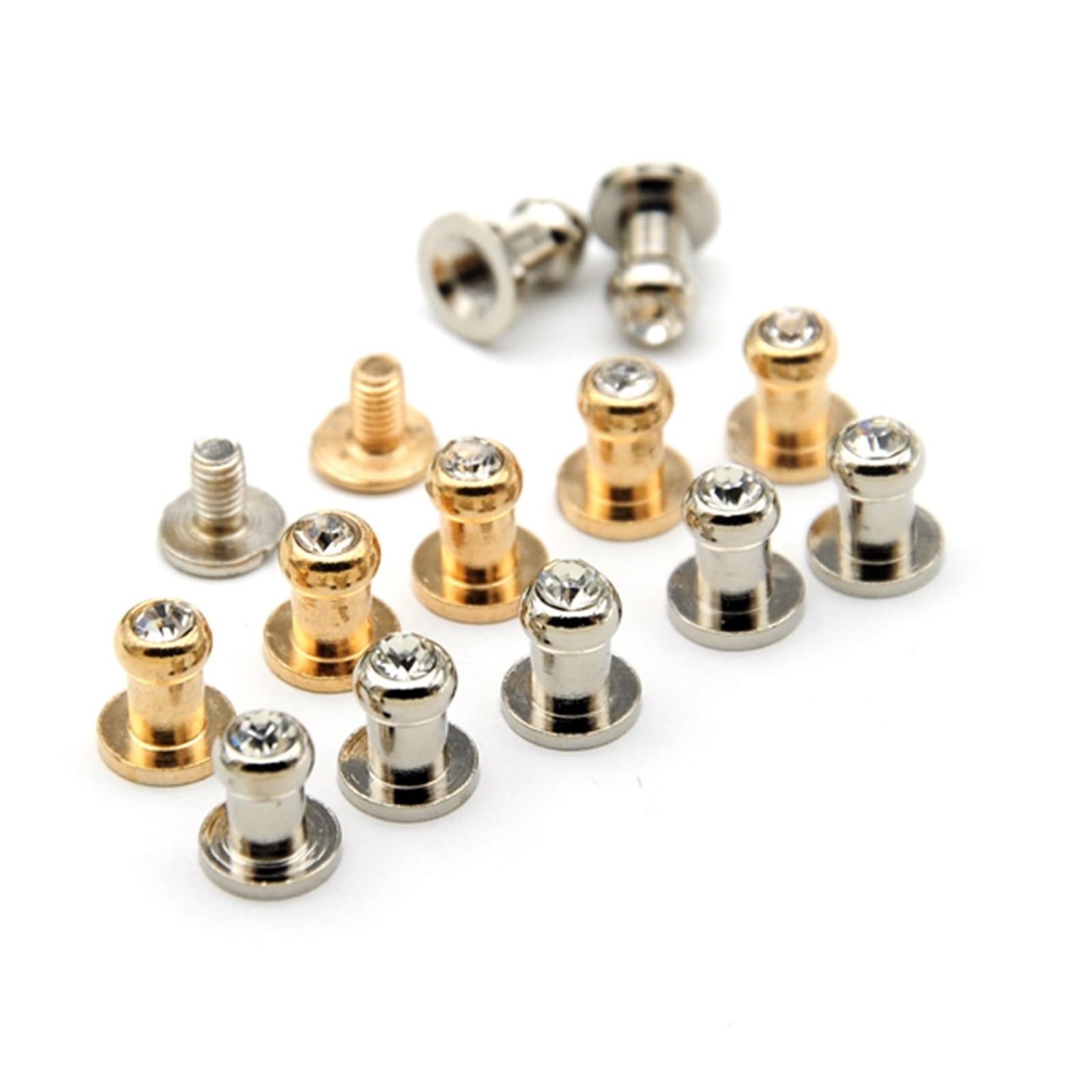 Remaches de cristal metálico, Remaches de diamantes imitación Multicolor 120 juegos remaches tornillo latón 5x7x8 mm for artesanía en cuero
